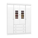Ver imagem 1 de Guarda-Roupa Roupeiro Lis 4 Portas 3 Gavetas Branco Alto Brilho