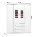 Ver imagem 3 de Guarda-Roupa Roupeiro Lis 4 Portas 3 Gavetas Branco Alto Brilho