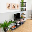 Ver imagem 2 de Rack de Tv Industrial 1,20m e Estante Torre Slim Tabaco e Branco