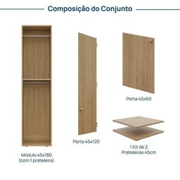 Módulo 45x180 2 Portas 1 Kit Prateleira Frame Cabecasa madeiramadeira - 4