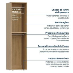 Módulo 45x180 2 Portas 1 Kit Prateleira Frame Cabecasa madeiramadeira - 9