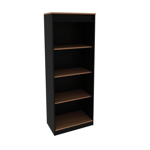 Armário Estante para Escritório com 4 Prateleiras Me4150 Amêndoa/preto Tecnomobili