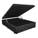 Ver imagem 2 de Cama Baú Casal Preto Suede + Colchão Espuma D28 138x188x15