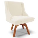 Ver mais imagens de Kit 2 Cadeiras Decorativas Sala de Jantar Base Giratória de Madeira Firenze Veludo Bege/Natural G19 