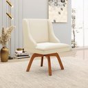 Ver imagem 2 de Kit 2 Cadeiras Decorativas Sala de Jantar Base Giratória de Madeira Firenze Veludo Bege/Natural G19 