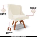 Ver imagem 4 de Kit 2 Cadeiras Decorativas Sala de Jantar Base Giratória de Madeira Firenze Veludo Bege/Natural G19 