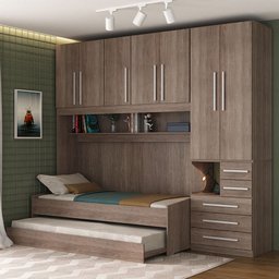 Dormitório de Solteiro Transversal sem Cama 1326s Direito Castanho - 1