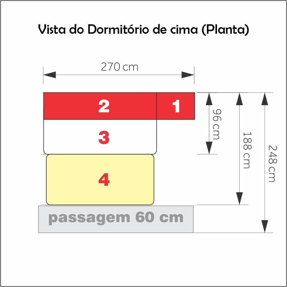 Dormitório de Solteiro Transversal sem Cama 1326s Direito Noce Málaga - 4