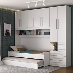 Dormitório de Solteiro Transversal sem Cama 1326s Direito Branco