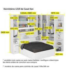 Dormitório de Casal sem Cama 1219s Branco - 6