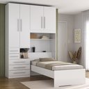 Ver imagem 1 de Guarda Roupa de Solteiro com Cama 1225 Branco
