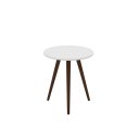 Ver imagem 1 de Mesa Lateral Redonda Branco Pés de Madeira Lilies Móveis