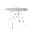 Ver imagem 1 de Mesa Eiffel Redonda 110Cm Tampo De Madeira Branco Com Base De Ferro Branco - Cor: Branco