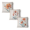 Ver imagem 4 de Kit 3 Capas de Almofada 43x43cm Microfibra Floral Floral Laranja Aquarela
