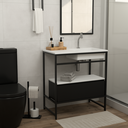 Ver imagem 2 de Gabinete Banheiro Ferro Iron Black com Gaveteiro 80x45 Cm