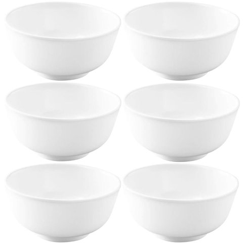 Kit 6 Bowls Melamina 200ml Tigela Branca Liso Haus Hotel Servir Frutas Petiscos Sorvete