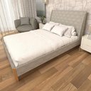 Ver imagem 1 de Cama com Cabeceira Queen Tecido Linho / Veludo sob Medida Cor:linho Lincoln Amêndoa