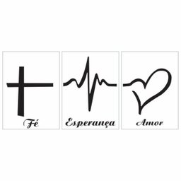Quadros Fé Esperança Amor frases em Kit 3 unidades 30x40 - 1