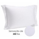 Ver imagem 5 de Fronha com Abas Travesseiro 50x70cm Branca Poliéster Brisa Lyor 200 Fios Listrada Avulsa