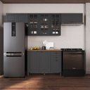 Ver imagem 1 de Cozinha Modulada 4 Peças 100% MDF com Vidro Bari Chumbo