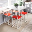 Ver imagem 1 de Conjunto Mesa Branca 4 Cadeiras Pequena Estofado Industrial White