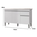 Ver imagem 2 de Balcão Gabinete Multiuso Tatiane 120cm 3 Portas e 1 Gaveta S/tampo - Ajl Móveis Balcão Gabinete para