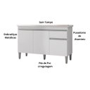 Ver imagem 3 de Balcão Gabinete Multiuso Tatiane 120cm 3 Portas e 1 Gaveta S/tampo - Ajl Móveis Balcão Gabinete para