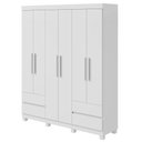 Ver imagem 1 de Guarda-roupas 6 Portas 4 Gavetas com Pés sem Espelho Zeus - Lopas Branco