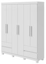 Ver imagem 1 de Guarda-roupas 6 Portas 4 Gavetas com Pés sem Espelho Zeus - Lopas Branco