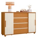 Ver imagem 5 de Guarda Roupa Casal Triton Plus 11 Portas com Espelho e Cômoda Evidenza Cinamomo Off White Flex - Móv