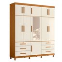 Ver imagem 4 de Guarda Roupa Casal Triton Plus 11 Portas com Espelho e Cômoda Evidenza Cinamomo Off White Flex - Móv