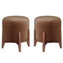 Ver imagem 1 de Kit 2 Puff Decorativo Redondo Luxo Dubai Veludo Capuccino