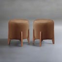 Ver imagem 5 de Kit 2 Puff Decorativo Redondo Luxo Dubai Veludo Capuccino