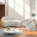 Ver imagem 1 de Kit Divã Recamier Orgânico Marrocos 200cm Lado Direito e 2 Poltronas Amore Linho