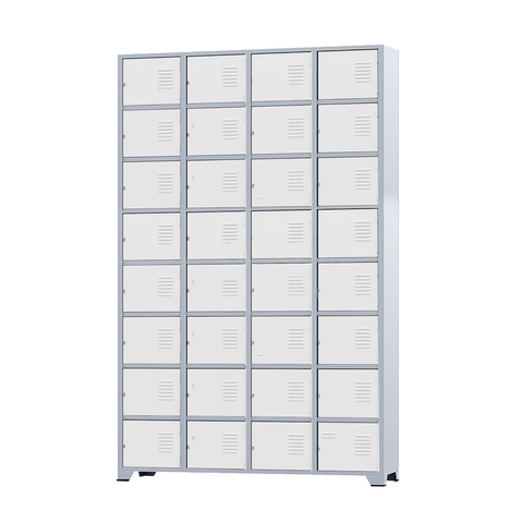 Armário Roupeiro de Aço para Vestiário 32 Portas Locker Branco com Chave
