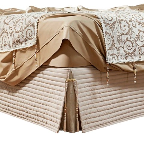 Saia para Cama Box Dual Casal King Matelassê Costurado Bege