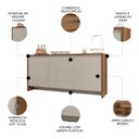Ver imagem 4 de Balcão Aparador Buffet 3 Portas Madrid C14 Cedro/off White - Mpozenato