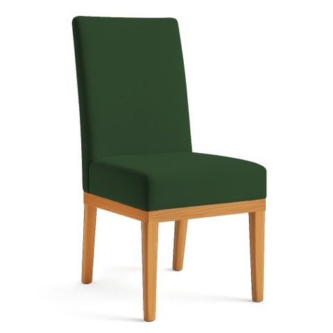 Cadeira de Jantar Brisa Veludo Verde Base de Madeira - Pallazio