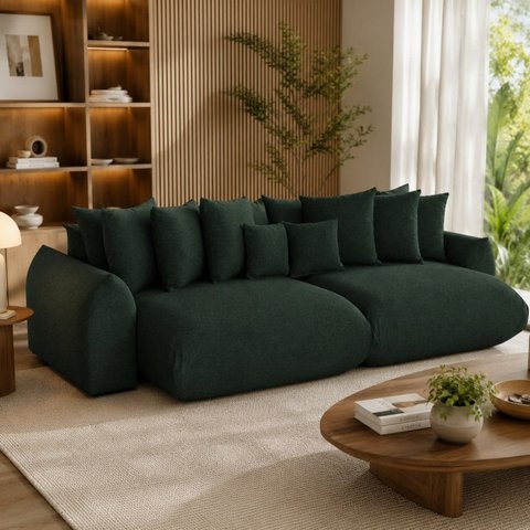 Sofá Retrátil 6 Lugares Linho Armani 2,90 Mts Oliva
