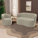 Ver imagem 2 de Kit Poltrona e Namoradeira Aisha Orgânica Suede Bege - Desk Design