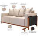 Ver imagem 3 de Sofá 03 Lugares para Sala de Estar 178 cm Khali B04 Linho Bege Couríssimo Preto - Lyam Decor