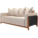 Ver imagem 2 de Sofá 03 Lugares para Sala de Estar 178 cm Khali B04 Linho Bege Couríssimo Preto - Lyam Decor