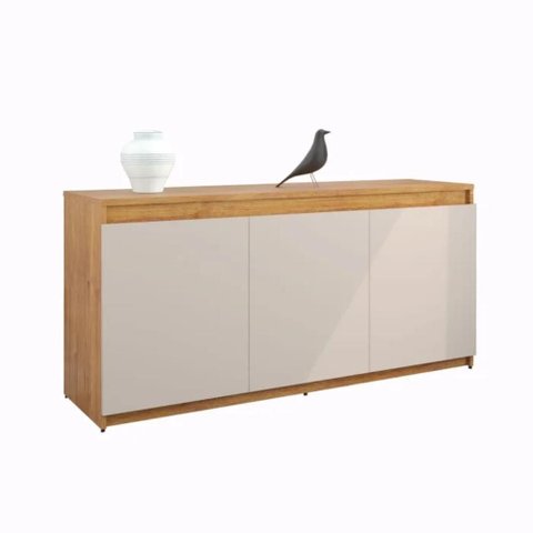Buffet Aparador 3 Portas Onix Mel e Off White