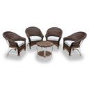 Ver imagem 1 de Conjunto de Sofá Fibra Sintética Bali Alumínio - 4 Poltronas + 1 Mesa Centro - Tecido Duna Cru