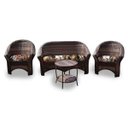 Ver imagem 1 de Conjunto de Sofá Fibra Sintética Bali - 1 Sofá 2L + 2 Poltronas + 1 Mesa Centro - Tecido Revieira Ma