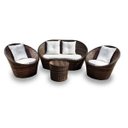 Ver imagem 1 de Conjunto de Sofá Fibra Sintética Bola - 1 Sofá 2 L + 2 Poltronas + 1 Mesa Centro - Tecido Duna Cru