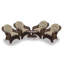 Ver imagem 1 de Conjunto de Poltronas Fibra Sintética Janaína - 4 Poltronas + 1 Mesa Centro - Tecido Duna Deserto