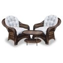 Ver imagem 1 de Conjunto de Poltronas Fibra Sintética Janaína - 2 Poltronas + 1 Mesa Centro - Tecido Duna Cru