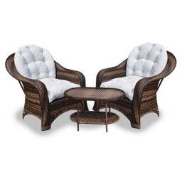 Conjunto de Poltronas Fibra Sintética Janaína - 2 Poltronas + 1 Mesa Centro - Tecido Duna Cru - 1