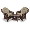 Ver imagem 1 de Conjunto de Poltronas Fibra Sintética Janaína - 2 Poltronas + 1 Mesa Centro - Tecido Duna Deserto